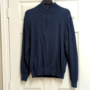 Jos A Bank Signature Collection Mens Blue Pima Cotton 1/4 Zip Sweater M
